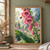 Pink foxglove bells with spotted interiors and raindrops, a small approaching bee, and a broad green leaf against soft garden foliage.; frame shown for styling only