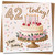 42nd Birthday Card, 145mm x 145mm - 42 Today Cake, Candles and Confetti Design - Square Greeting Card, Includes Kraft Envelope