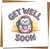 Get Well Soon Card – Cute Hedgehog with Mug – 145mm x 145mm Square Greeting Card with Kraft Envelope – Feel Better, Recovery, Thinking of You