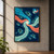 Three teal, coral, and pale sea-glass current bands braid around a bright central spiral, with abstract islands and a circular inset.; frame shown for styling only