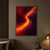 A glowing orange ribbon curves through a dark garnet and plum abstract field, with a small golden ember near the central bend.; frame shown for styling only