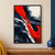Vermilion-red abstract flow cuts diagonally through stepped navy and chalk-white forms, curling at the lower right.; frame shown for styling only