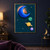 A large cobalt crescent cradles a coral-red star above three colorful planets and dotted orbit paths on a midnight-teal background.; frame shown for styling only