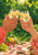 Two hands clink clear tumblers with lemon wedges above a picnic spread, against a leafy green background.