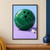 Glossy jade-green bowling ball with three visible holes beside a white star charm on a lavender floor against pale blue.; frame shown for styling only
