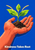 Coral open hand holding soil and a three-leaf green seedling against cobalt blue, with gold rays and the words Kindness Takes Root below.