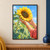 Two adult hands cup a large golden sunflower against a bright blue sky, surrounded by green foliage and a coral-red sleeve.; frame shown for styling only