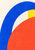 Abstract geometric composition with a cobalt-blue arch, coral-red curved form, yellow area, and warm-white negative space.