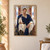 Bearded seated figure in a blue mantle inside a columned hall overlooking mountains and water.; frame shown for styling only