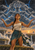 Pointed-eared woman raises her arms beneath a giant face-like cloud formation lit by blue lightning above floating islands and waterfalls.