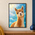 A cinnamon-and-cream alpaca with upright ears against a turquoise-blue background with sparkling rain.; frame shown for styling only
