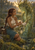 Pointed-ear, braided woman kneeling among marsh reeds beside a translucent green plant-like spirit.