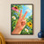 Warm-toned hand making a peace sign among pink coneflowers, white daisies, blue blossoms, and green foliage beneath a bright blue sky.; frame shown for styling only