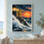 Yellow-coated figure beside a lit lighthouse on a dark headland, with an orange sun setting over white surf.; frame shown for styling only