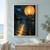 A large glowing ribbed amber lantern hangs above a rain-dark canal, with a tassel, distant lights, and golden reflections.; frame shown for styling only