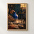 Hands steady a vivid cobalt-blue vase on a pottery wheel, with clay scraps and tools below and a warm sunset window above.; frame shown for styling only