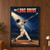 Baseball batter in a high swing follow-through as the ball rises into stadium light, with THE LONG DRIVE lettering.; frame shown for styling only