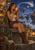 Pointed-eared woman holding a bowl beside cookware and a small fire at a moonlit fantasy campsite.