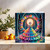 Rainbow Catrina Greeting Card 145mm x 145mm with Kraft Envelope – Day of the Dead Skeleton Lady in Floral Arch – Colorful Celebration, Birthday, Fiesta – Blank Inside