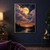 Golden full moon and illuminated clouds above a forest-lined lake with a central reflection.; frame shown for styling only