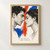 Two dark-haired adult profiles facing one another across a vermilion stroke, with cobalt accents and the title Between Two Voices below.; frame shown for styling only