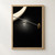 Abstract black poster with a diagonal silver piano string, concentric white rings, an ivory curve and a small gold tuning pin.; frame shown for styling only