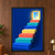 Colorful geometric steps climb diagonally toward a glowing open doorway, with a small kite inside against a deep-blue background.; frame shown for styling only