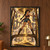 Braided anime-style adventurer gripping the support of a giant hourglass filled with golden sand among ruins.; frame shown for styling only