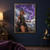 Pointed-eared red-haired woman holding a glowing purple vial beneath a spiraling storm cloud with lightning over a mountain valley.; frame shown for styling only