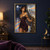 Pointed-eared woman in a plum dress beside a circular brass-framed apparatus casting rainbow bands through a moonlit room.; frame shown for styling only