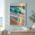 Large curling jade-green wave breaking into white foam above reflective wet sand beneath a warm sunset sky.; frame shown for styling only