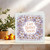 Get Well Soon Card – Floral Wreath Design, 145mm x 145mm Square Greeting Card with Kraft Envelope, Purple and White Flowers, Blank Inside, Sympathy and Recovery Message Card