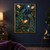 Two peafowl with long eye-spotted tails perch among ivory magnolias and pink buds beneath a full moon.; frame shown for styling only