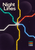 A portrait transit-inspired graphic titled Night Lines, with five luminous colored route lines, a central circular interchange, stop dots, and a color key on a dark background.