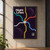 A portrait transit-inspired graphic titled Night Lines, with five luminous colored route lines, a central circular interchange, stop dots, and a color key on a dark background.; frame shown for styling only