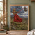 A woman in a red skirt pulls a floating stone house across a cloudy sky above a rugged moor.; frame shown for styling only