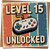 Level 15 Unlocked Birthday Card - Gamer Retro Controller Design, Funny 15th Birthday for Boys Girls Teens, 145mm x 145mm Square Greeting Card with Kraft Envelope