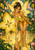 Flower fairy standing in reflective water among yellow star-shaped flowers, pink blossoms, and green foliage.