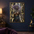 Gray-skinned, pointed-eared woman with lavender hair and bronze armor amid golden lightning and dark rock.; frame shown for styling only