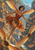 Fairy with amber-veined wings flying through a mountain ravine framed by autumn trees and drifting forms.