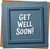 Get Well Soon Greeting Card – 145mm x 145mm Square – Blue Embossed Design – Blank Inside – Includes Kraft Envelope – Encouragement and Recovery Card for Men or Women
