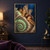 Winged fairy-like woman reclining on a large iridescent spiral shell underwater, with patterned wings and a deep blue setting.; frame shown for styling only