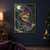Orchid-magenta dragon with turquoise-edged patterned scales coiling around a glowing gold lantern beneath a pale moon.; frame shown for styling only