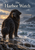 Large shaggy black dog looking back from foamy surf, with a lighthouse beam crossing mist above a rocky headland and cream title lettering at the top.