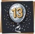 13th Birthday Card – Silver Balloon with Gold 13, Confetti Design – 145mm x 145mm Square Greeting Card with Kraft Envelope – Teen Birthday