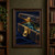 Open dark leather travel case with a large brass clasp, teal fabric, and a pressed fern on deep blue fabric.; frame shown for styling only