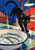 Graphic illustration of an amber-eyed black cat reaching across a market counter above a bowl of three silver fish, with red crates and a hanging lamp.