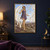 Woman in a purple dress stands beneath repeating pale bone arches in a rocky landscape.; frame shown for styling only