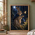A brown-gray hare in a dark blue crescent-clasp cloak raises a forepaw toward a glowing moth in moonlit woods.; frame shown for styling only
