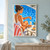 Adult woman in a white swimsuit squeezing an orange wedge above sparkling water beside a bright blue pool, with orange slices and a striped towel.; frame shown for styling only